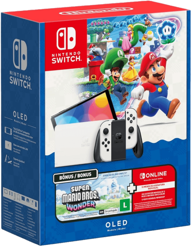 Bundle Nintendo Switch OLED + Super Mario Bros. Wonder + 12 Meses de Switch Online