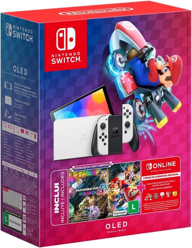 Bundle Nintendo Switch OLED + Mario Kart 8 Deluxe + 3 Meses de Switch Online